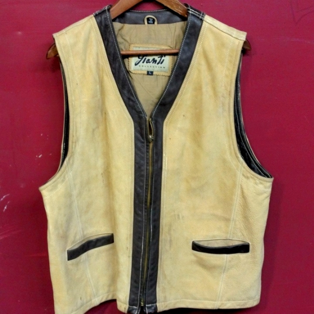 Mens all leather riding vest